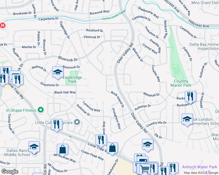 map of restaurants, bars, coffee shops, grocery stores, and more near 4337 Calsite Court in Antioch