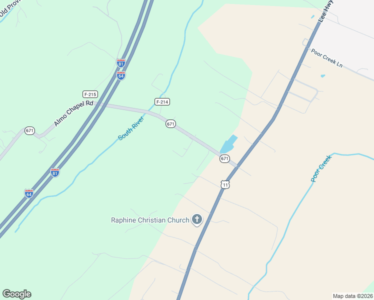 map of restaurants, bars, coffee shops, grocery stores, and more near Red Bird Lane in Augusta County