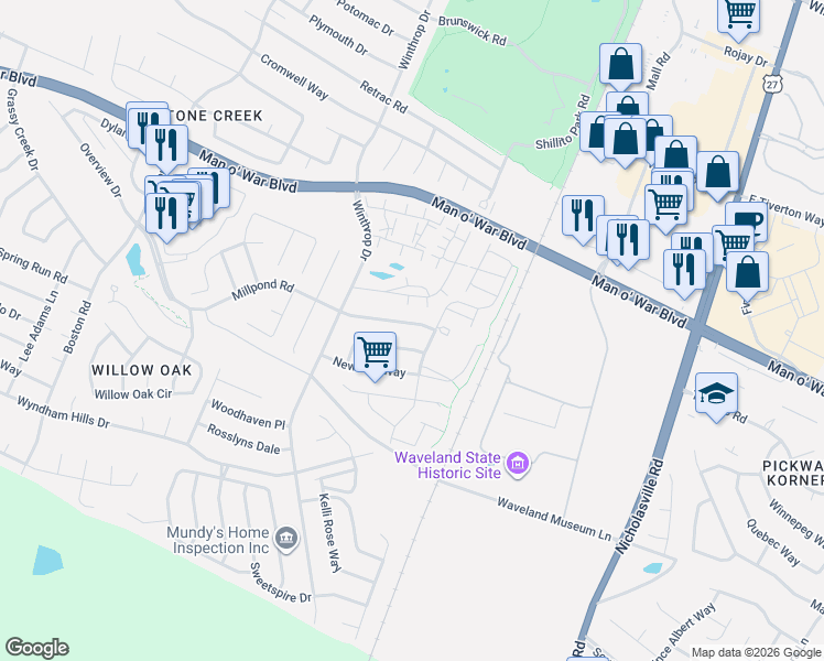 map of restaurants, bars, coffee shops, grocery stores, and more near 524 Townsend Ridge in Lexington