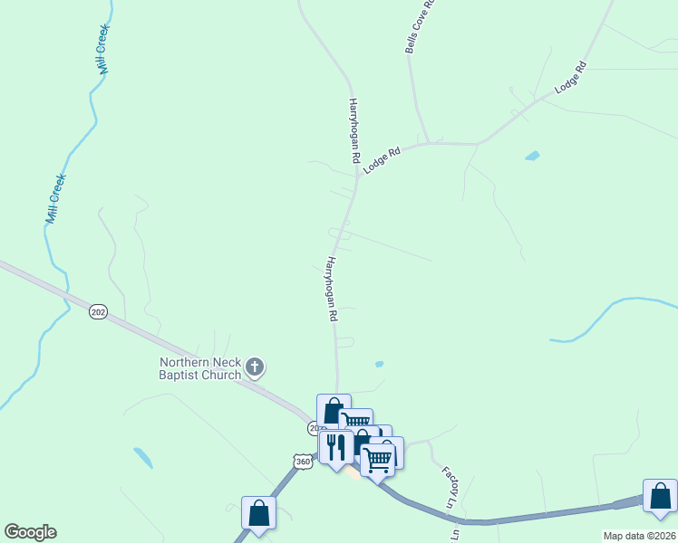 map of restaurants, bars, coffee shops, grocery stores, and more near 442 Harryhogan Road in Callao