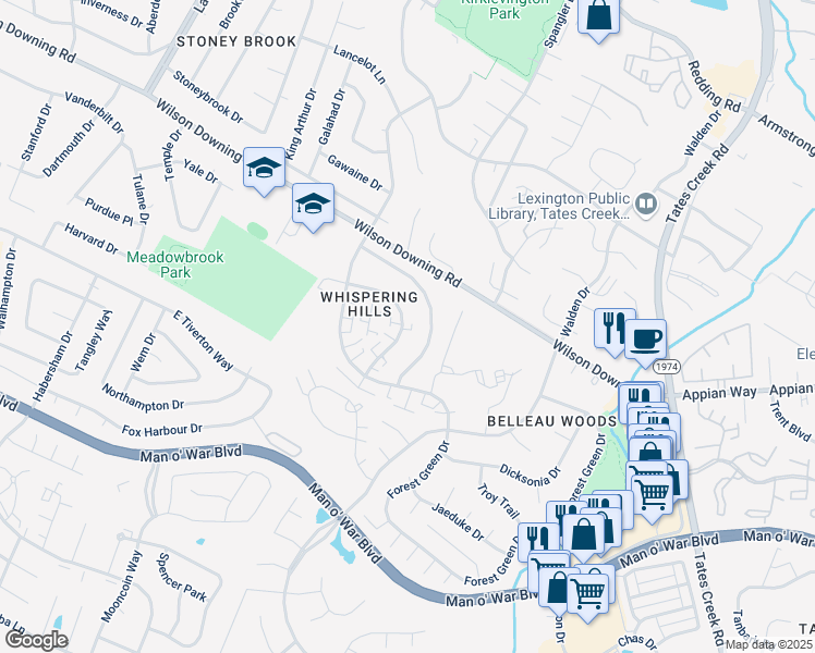 map of restaurants, bars, coffee shops, grocery stores, and more near 429 Lenney Drive in Lexington