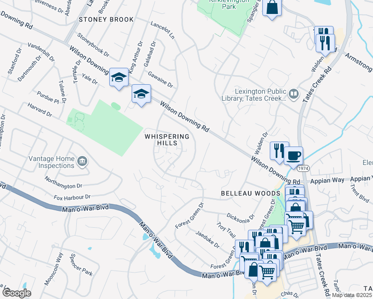 map of restaurants, bars, coffee shops, grocery stores, and more near 429 Lenney Drive in Lexington