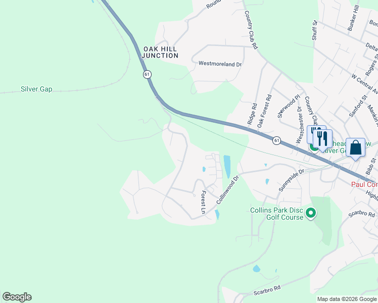 map of restaurants, bars, coffee shops, grocery stores, and more near 425 Woodbridge Rd in Oak Hill