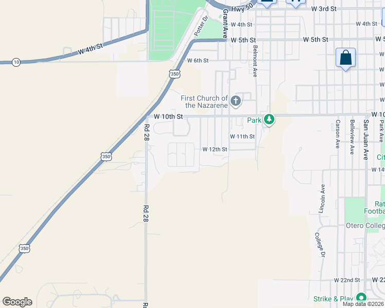 map of restaurants, bars, coffee shops, grocery stores, and more near West Sunset Drive in La Junta