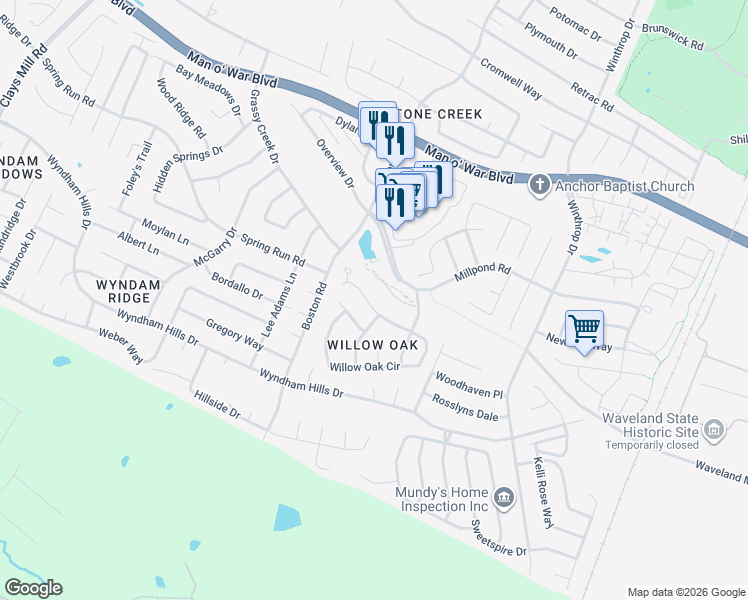map of restaurants, bars, coffee shops, grocery stores, and more near 753 Mill Ridge Road in Lexington