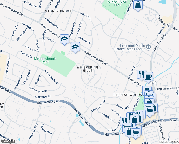 map of restaurants, bars, coffee shops, grocery stores, and more near in Lexington