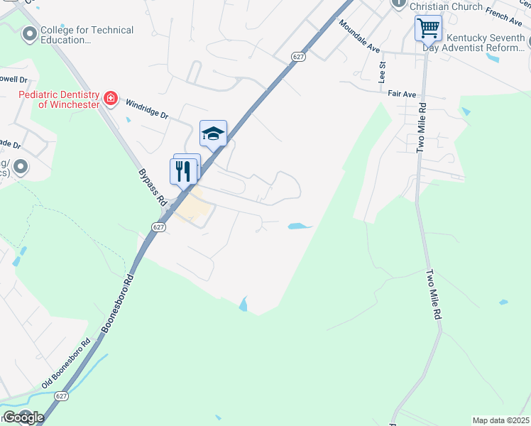 map of restaurants, bars, coffee shops, grocery stores, and more near 234 Vaught Road in Winchester