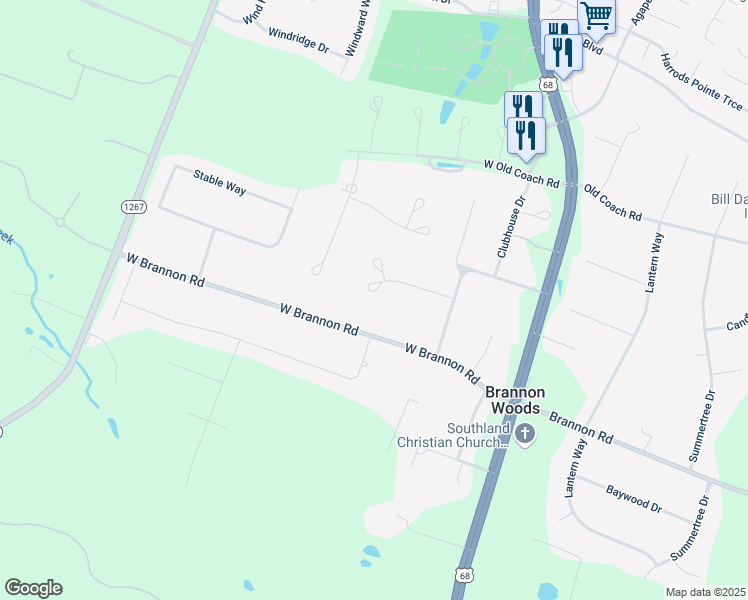 map of restaurants, bars, coffee shops, grocery stores, and more near 110 Woodside Way in Nicholasville