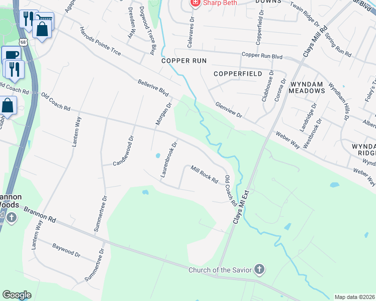 map of restaurants, bars, coffee shops, grocery stores, and more near 604 Old Coach Road in Nicholasville