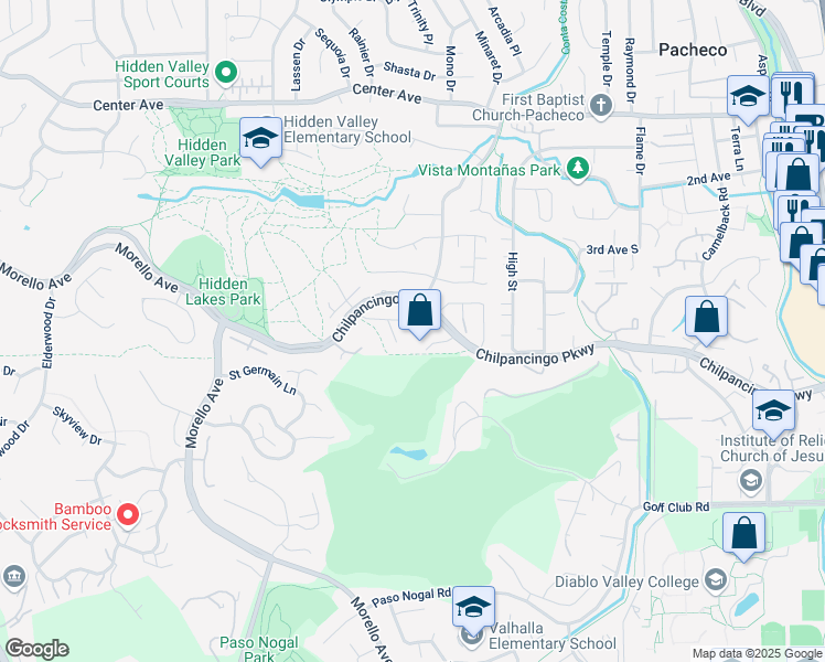 map of restaurants, bars, coffee shops, grocery stores, and more near 2144 Quit Lake Place in Martinez