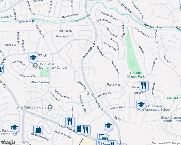 map of restaurants, bars, coffee shops, grocery stores, and more near 4301 Galenez Way in Antioch