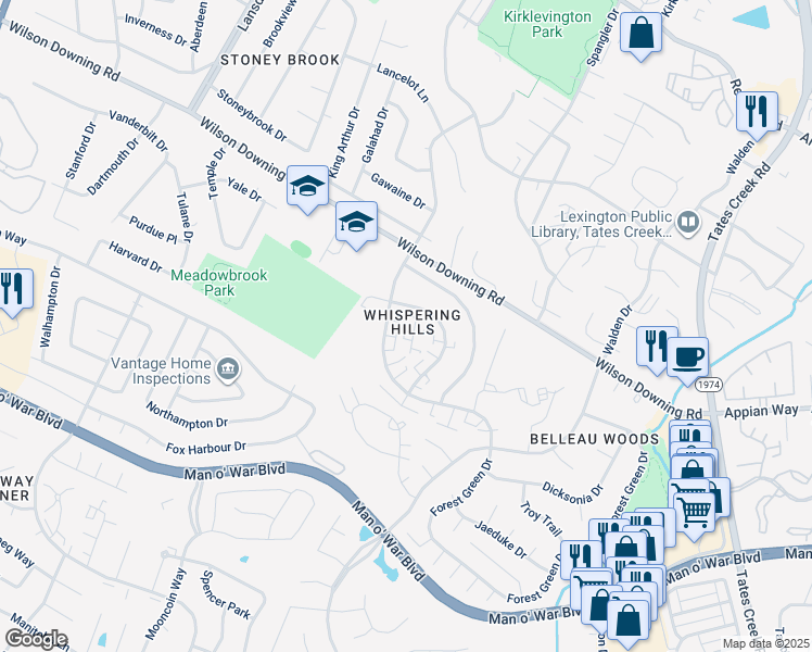 map of restaurants, bars, coffee shops, grocery stores, and more near in Lexington