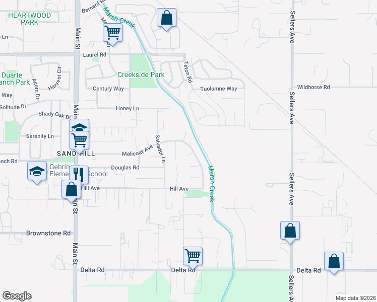 map of restaurants, bars, coffee shops, grocery stores, and more near 13 KEARSTI Court in Oakley