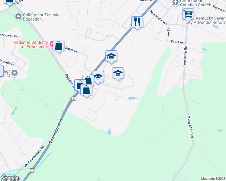 map of restaurants, bars, coffee shops, grocery stores, and more near 234 Vaught Road in Winchester