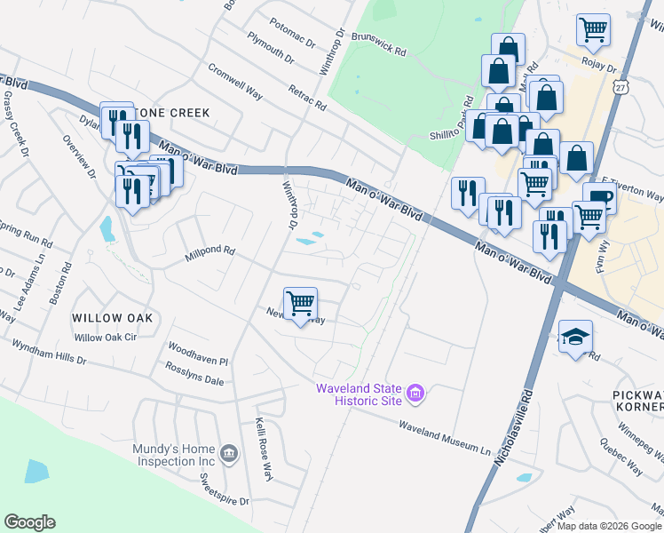 map of restaurants, bars, coffee shops, grocery stores, and more near 560 Goldon Trophy Trail in Lexington