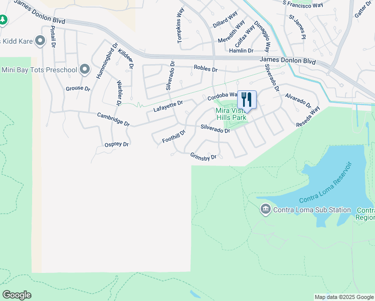 map of restaurants, bars, coffee shops, grocery stores, and more near 2333 Camelback Drive in Antioch
