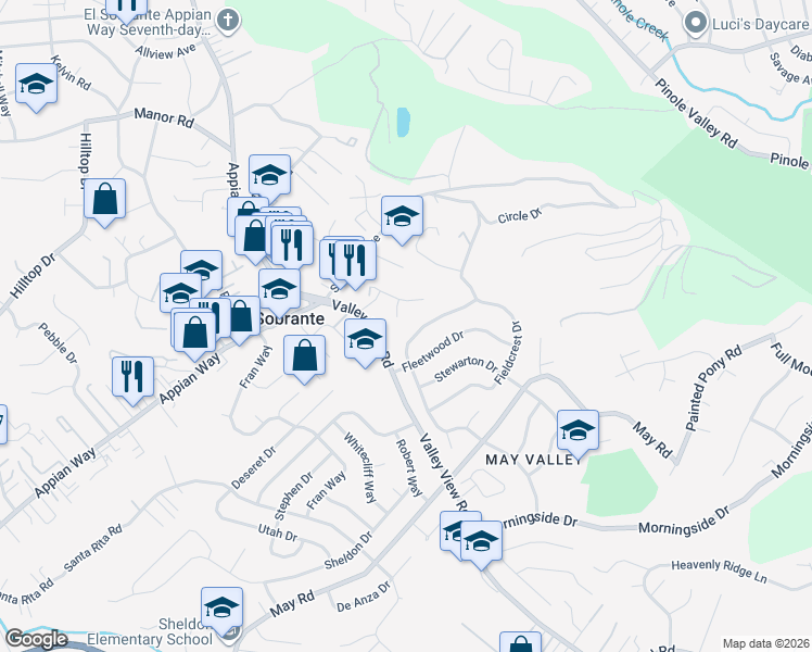 map of restaurants, bars, coffee shops, grocery stores, and more near 4450 Meadowbrook Drive in Richmond