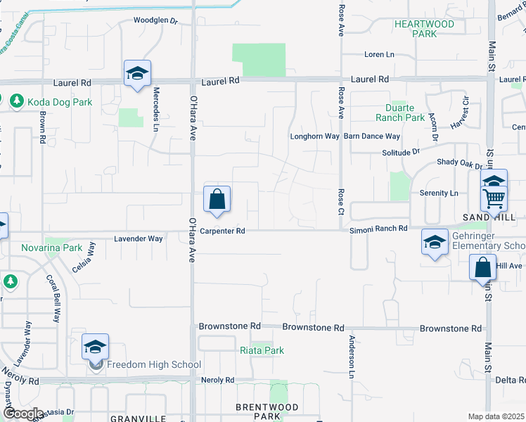 map of restaurants, bars, coffee shops, grocery stores, and more near 1916 Cinnamon Ridge Drive in Oakley