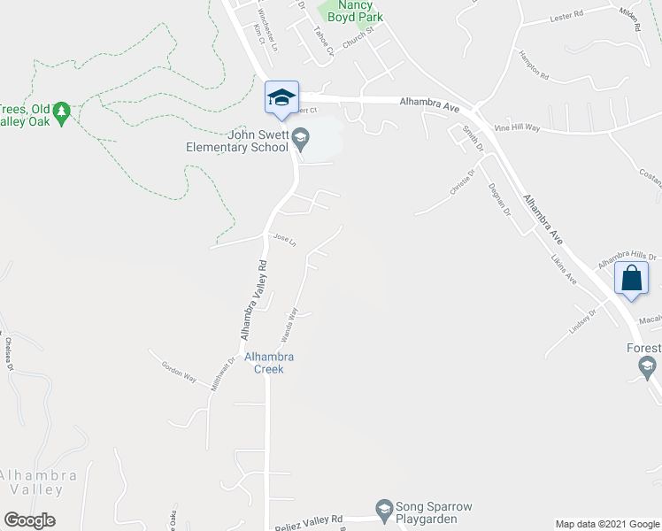 map of restaurants, bars, coffee shops, grocery stores, and more near 10 Brandywine Way in Martinez