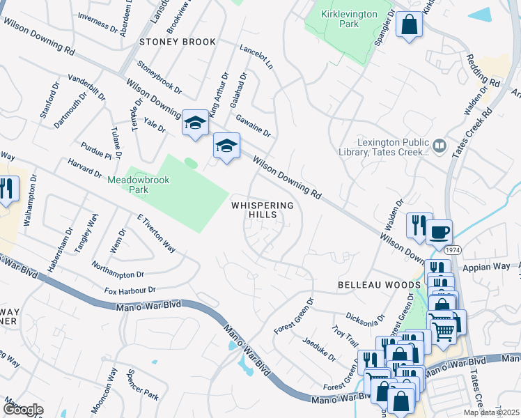 map of restaurants, bars, coffee shops, grocery stores, and more near in Lexington