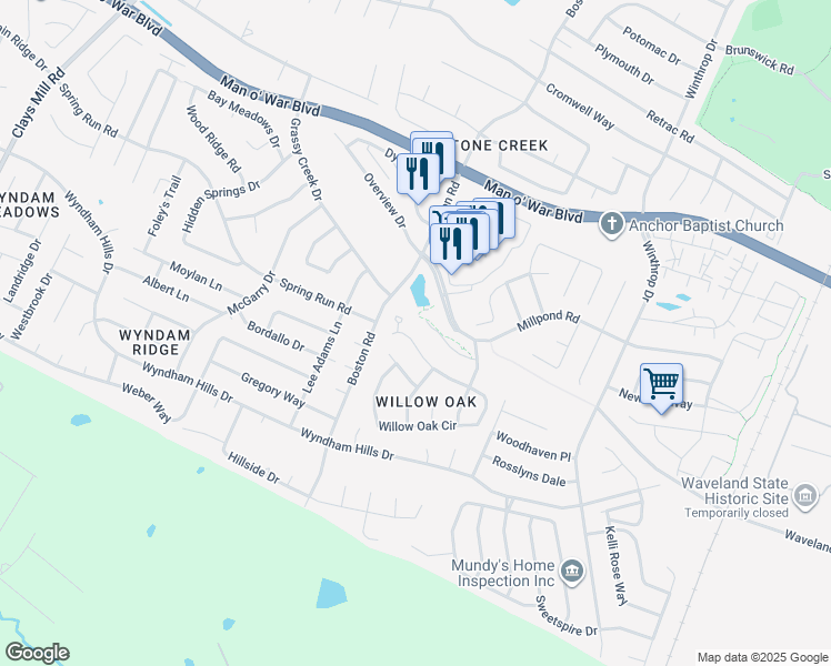 map of restaurants, bars, coffee shops, grocery stores, and more near 753 Mill Ridge Road in Lexington