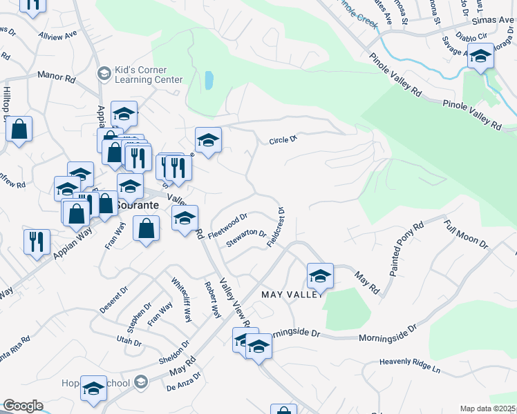 map of restaurants, bars, coffee shops, grocery stores, and more near 3455 Fleetwood Drive in Richmond