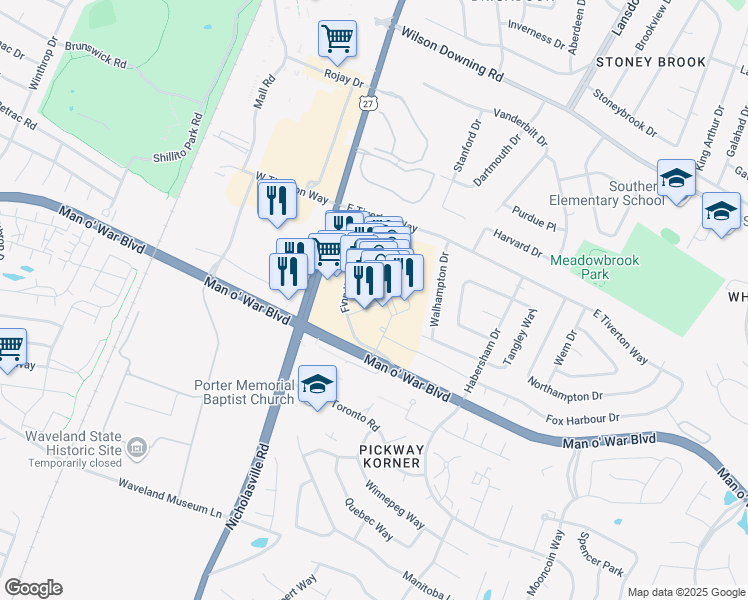 map of restaurants, bars, coffee shops, grocery stores, and more near 4100 Nicholasville Road in Lexington