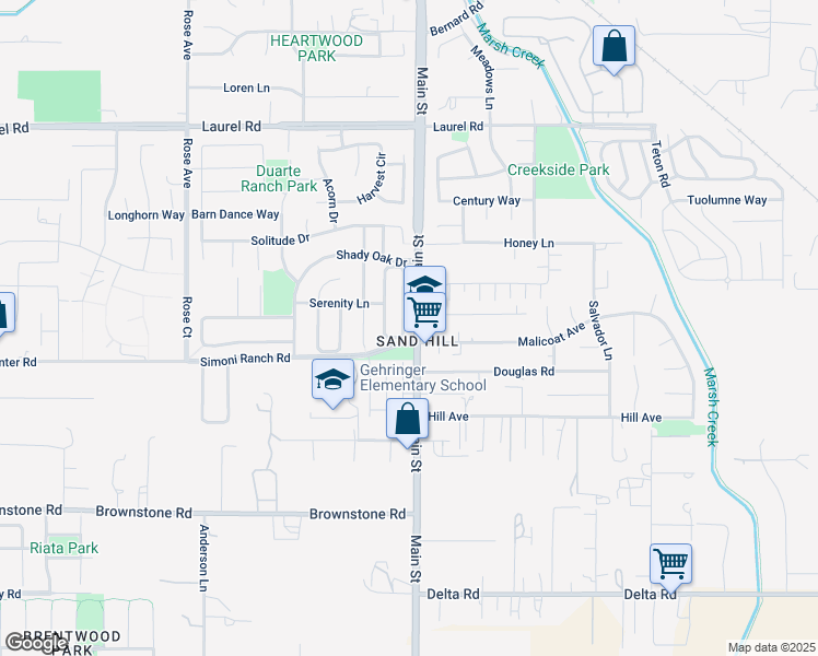 map of restaurants, bars, coffee shops, grocery stores, and more near 248 Yellow Rose Circle in Oakley