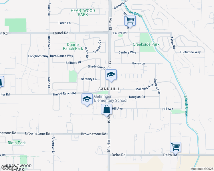 map of restaurants, bars, coffee shops, grocery stores, and more near 248 Yellow Rose Circle in Oakley