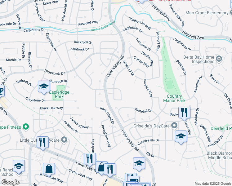 map of restaurants, bars, coffee shops, grocery stores, and more near 4301 Galenez Way in Antioch