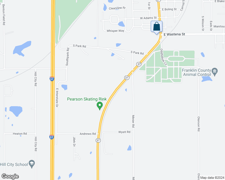map of restaurants, bars, coffee shops, grocery stores, and more near 7843 Illinois 37 in Benton