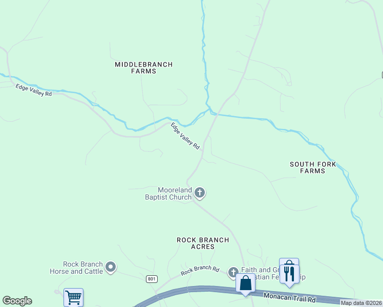 map of restaurants, bars, coffee shops, grocery stores, and more near 4020-4086 Edge Valley Road in North Garden