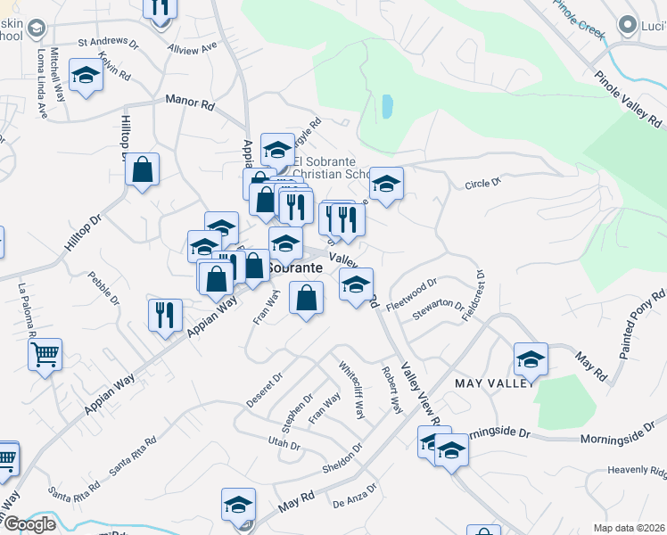map of restaurants, bars, coffee shops, grocery stores, and more near 367 Joan Vista Street in El Sobrante