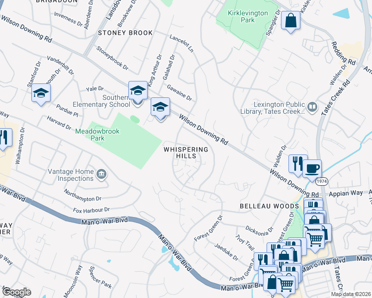 map of restaurants, bars, coffee shops, grocery stores, and more near in Lexington