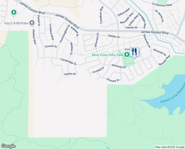 map of restaurants, bars, coffee shops, grocery stores, and more near 2400 Foothill Drive in Antioch