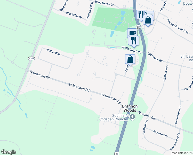 map of restaurants, bars, coffee shops, grocery stores, and more near 110 Woodside Way in Nicholasville