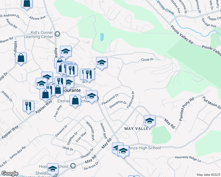 map of restaurants, bars, coffee shops, grocery stores, and more near 4432 Meadowbrook Drive in Richmond