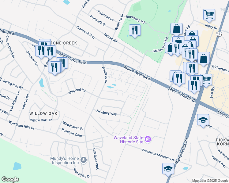 map of restaurants, bars, coffee shops, grocery stores, and more near 560 Goldon Trophy Trail in Lexington