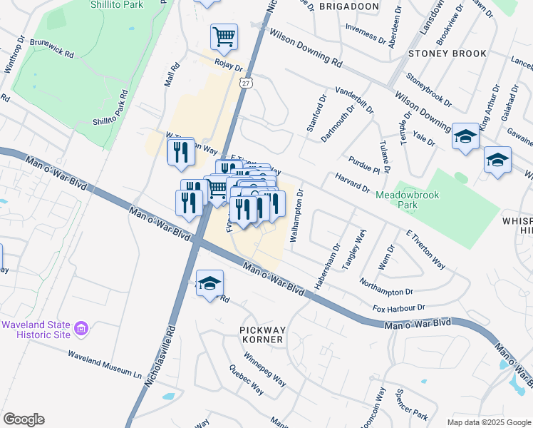 map of restaurants, bars, coffee shops, grocery stores, and more near 111 Summit Court in Lexington
