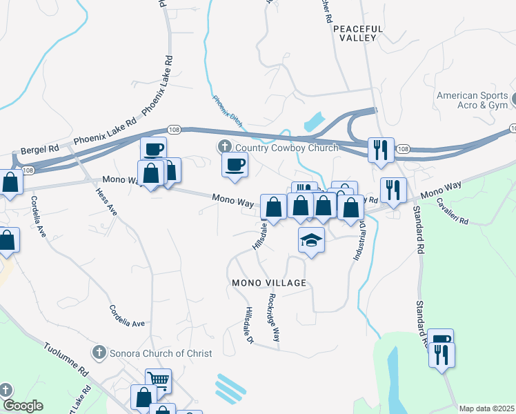 map of restaurants, bars, coffee shops, grocery stores, and more near in Standard