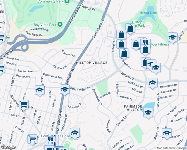 map of restaurants, bars, coffee shops, grocery stores, and more near 3232 Highpointe Court in San Pablo