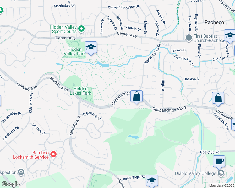 map of restaurants, bars, coffee shops, grocery stores, and more near 300 Lakehurst Drive in Martinez