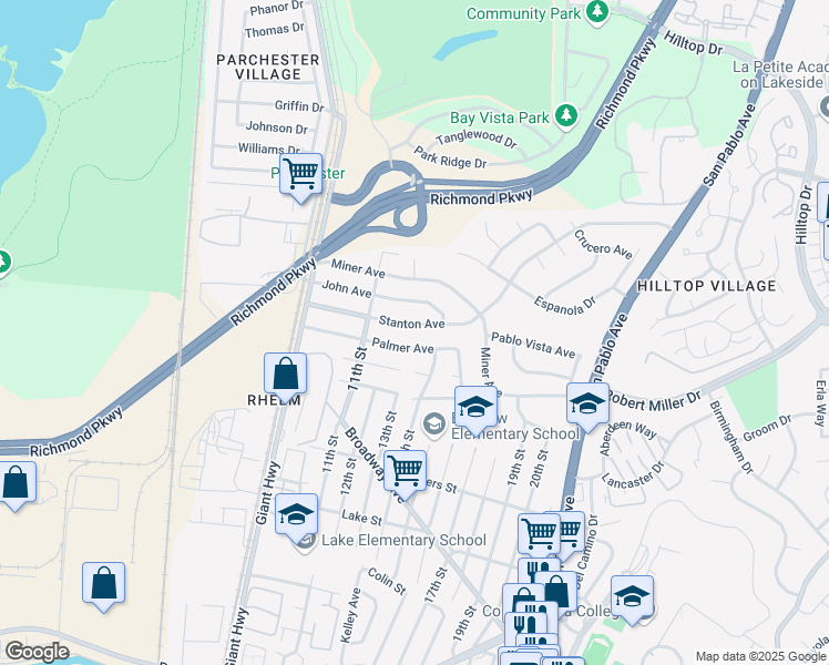 map of restaurants, bars, coffee shops, grocery stores, and more near 1232 Stanton Avenue in San Pablo