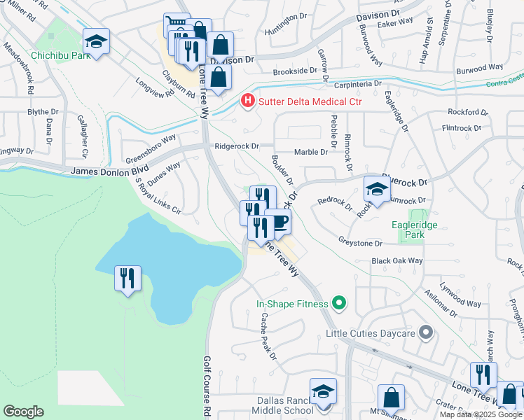 map of restaurants, bars, coffee shops, grocery stores, and more near 3900 Renaissance Court in Antioch