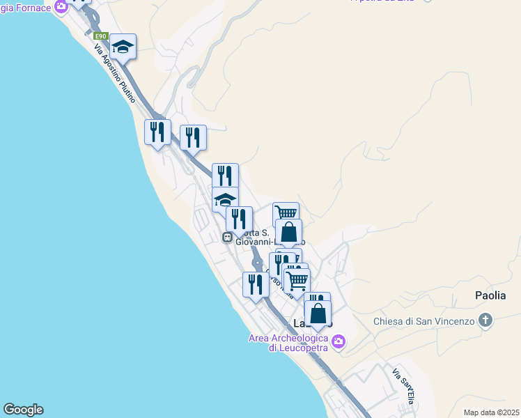 map of restaurants, bars, coffee shops, grocery stores, and more near 1 Via Nicola Trussardi in Lazzaro