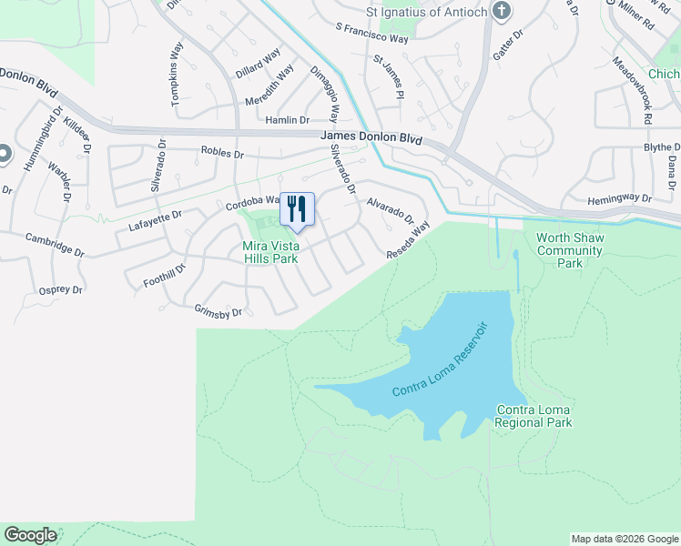 map of restaurants, bars, coffee shops, grocery stores, and more near 2309 Glendale Circle in Antioch