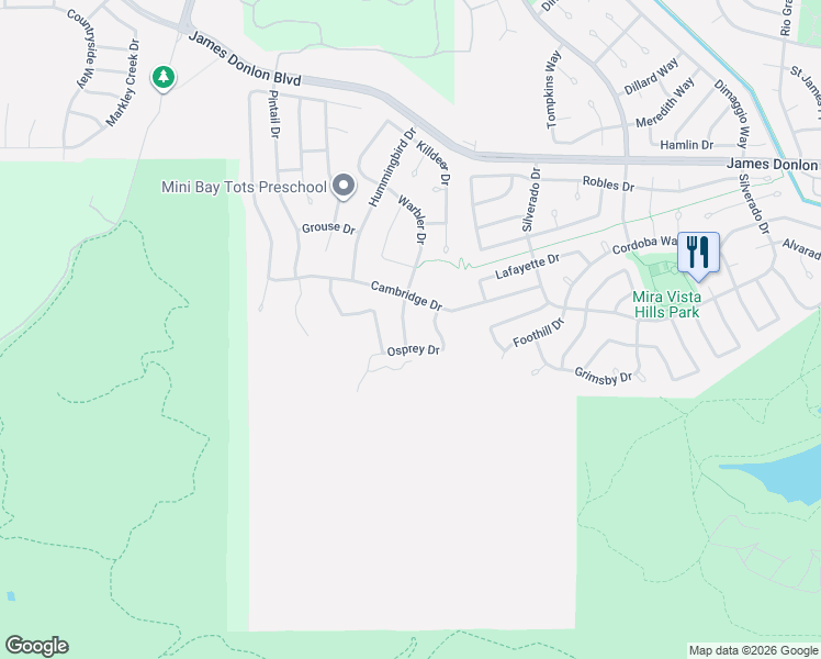 map of restaurants, bars, coffee shops, grocery stores, and more near 3995 Warbler Drive in Antioch