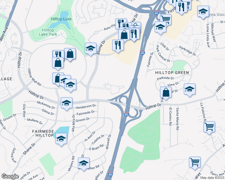 map of restaurants, bars, coffee shops, grocery stores, and more near 3185 Garrity Way in San Pablo