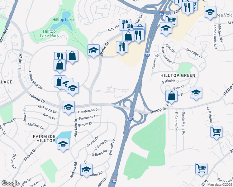 map of restaurants, bars, coffee shops, grocery stores, and more near 3189 Garrity Way in Richmond