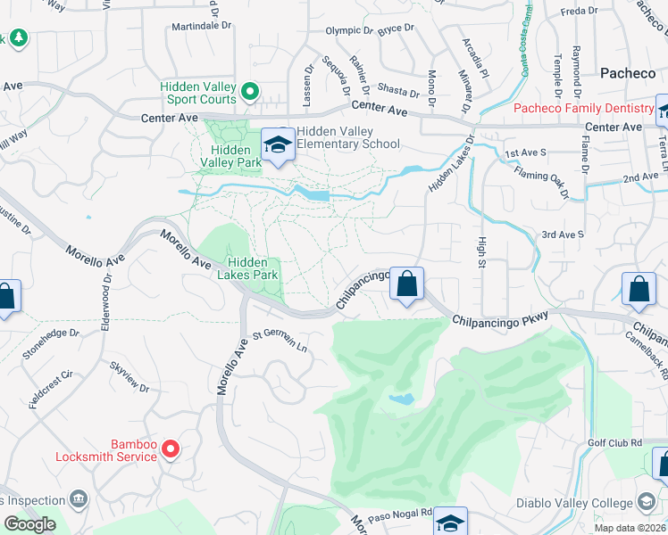 map of restaurants, bars, coffee shops, grocery stores, and more near 2210 Lake Ridge Drive in Martinez